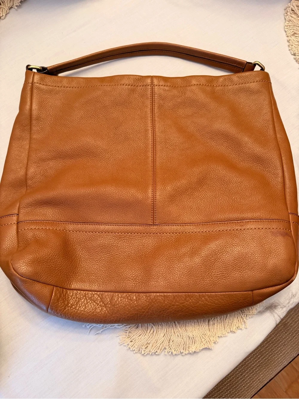 Coach Tan Pebbled Leather Shoulder Bag